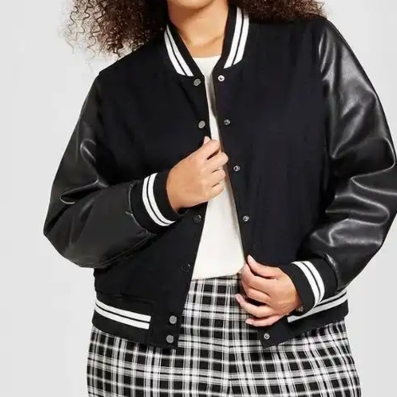 Who What Wear Jackets & Blazers - Who What Wear Black Varsity Jacket